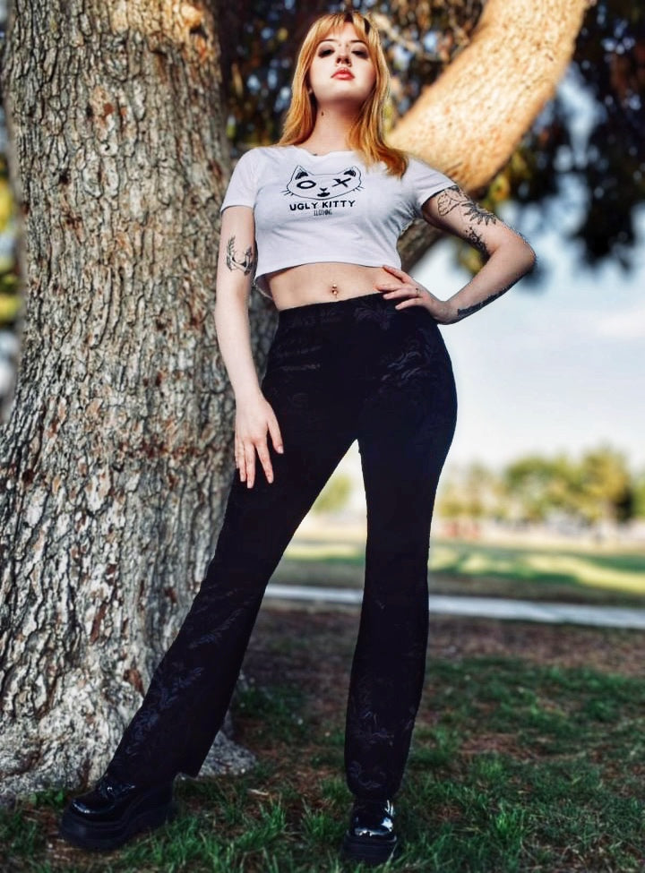 Ugly Kitty - Lovecraft Flare Leg Velvet Pants