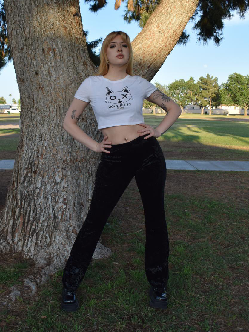 Ugly Kitty - Lovecraft Flare Leg Velvet Pants